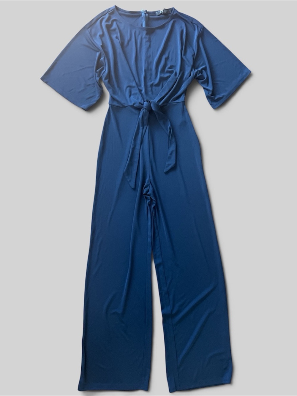Forever 21 Navy Blue Tie-Waist Wide-Leg Jumpsuit